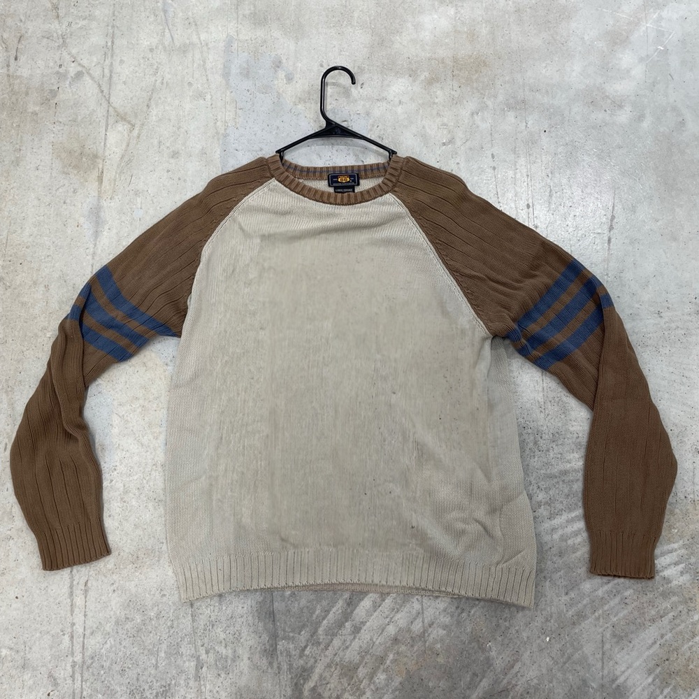 Route 66 Men's Tan and Brown Crewneck Sweater